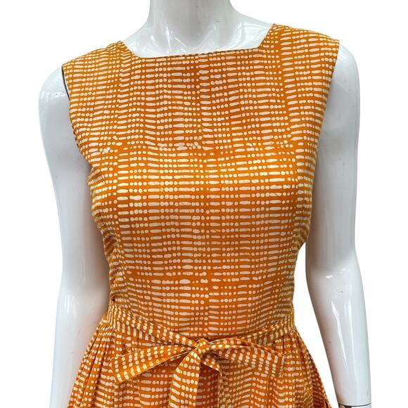 Vintage 1960’s Handmade Tangerine Cotton Wrap Dress, Medium - Picture 2 of 10